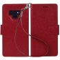 For Galaxy Note 9 Case PU Leather Wallet Wrist Strap 4-Slots ID&Credit Card Red