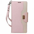 For Galaxy Note 9 Wallet Case Card Slots Mirror Wristlet Folding Stand Pink