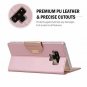 For Galaxy Note 9 Wallet Case Card Slots Mirror Wristlet Folding Stand Pink