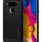 For LG V40 ThinQ Case 2018 Rugged Armor Designed Carbon Fiber Flexible Black