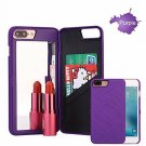 For iPhone 7/8 Plus Case 3D Mirror Series Cards Holder Wallet Style Flip Purple