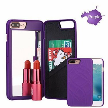 For iPhone 7/8 Plus Case 3D Mirror Series Cards Holder Wallet Style Flip Purple