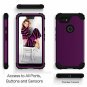 For Google Pixel 3 XL Case Three Layer Heavy Duty Hybrid Sturdy Purple/Black