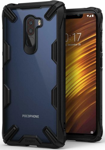 For Pocophone F1 Case Ergonomic Transparent Tough Fusion X Designed Style Black