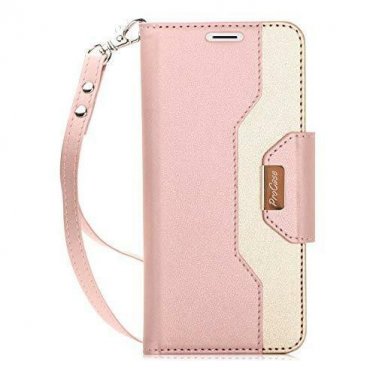 For Samsung Galaxy S9 Wallet Case with Card Holders Mirror Wristlet Pink