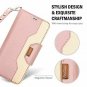 For Samsung Galaxy S9 Wallet Case with Card Holders Mirror Wristlet Pink