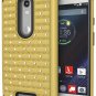 For Motorola Verizon Turbo 2 Case Heavy Duty Shock Absorbing Hybrid Stud Gold