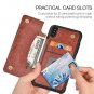 iPhone Xs Max Wallet Case Card Holder Premium Leather Magnetic Closure Brown