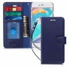 For iPhone 7/8 Plus Case Flip Folio Genuine Leather Wallet and Credit Card Navy