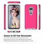 For Moto G7 Case with 9H Tempered Glass Screen Protector Dual Layer Pink
