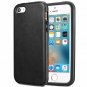 iPhone 5/5S/SE Case Premium Leather Back Flexible TPU Silicone Hybrid Black