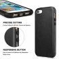 iPhone 5/5S/SE Case Premium Leather Back Flexible TPU Silicone Hybrid Black