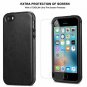 iPhone 5/5S/SE Case Premium Leather Back Flexible TPU Silicone Hybrid Black