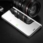 For Galaxy A8 Plus Case Mirror Design Clear View Flip Bookstyle Luxury Silver
