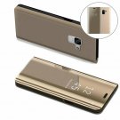 For Galaxy A8 Plus Case Mirror Design Clear View Flip Bookstyle Luxury Gold