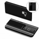 For Galaxy A8 Plus Case Mirror Design Clear View Flip Bookstyle Luxury Black