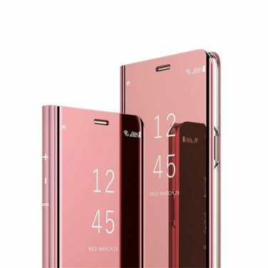 For Galaxy A7 2018 A750 Case Mirror Design Clear Flip Bookstyle Luxury Rose Gold
