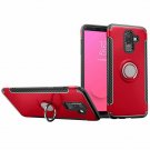 For Galaxy J8 2018 Case Hybrid Back with 360 Degree Rotation Ring Holder Red