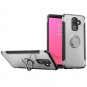 For Galaxy J8 2018 Case Hybrid Back with 360 Degree Rotation Ring Holder Silver