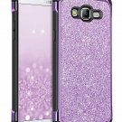 For Galaxy Grand Prime Case Luxury Glitter Slim Hybrid Shockproof 2 in 1 Purple