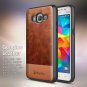 For Galaxy Grand Prime Case w/Tempered Glass Screen Protector Cowhide Brown
