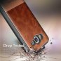 For Galaxy Grand Prime Case w/Tempered Glass Screen Protector Cowhide Brown