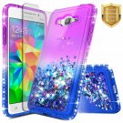 For Samsung Galaxy Grand Prime Case w/Screen Protector Glitter Shiny Purple/Blue