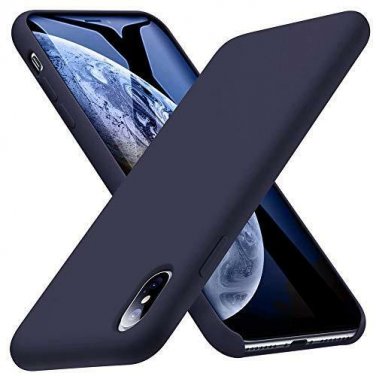 For iPhone Xs Max Case Liquid Silicone Rubber Shockproof Thin Midnight Blue