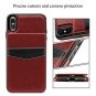 For iPhone Xs Max Case Premium Leather Scratch Wallet Credit Card Slots Brown