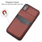 For iPhone Xs Max Case Premium Leather Scratch Wallet Credit Card Slots Brown