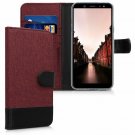 For Samsung Galaxy A6 2018 Case PU Leather Protective Dark Red/Black
