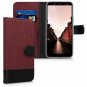 For Samsung Galaxy A6 2018 Case PU Leather Protective Dark Red/Black
