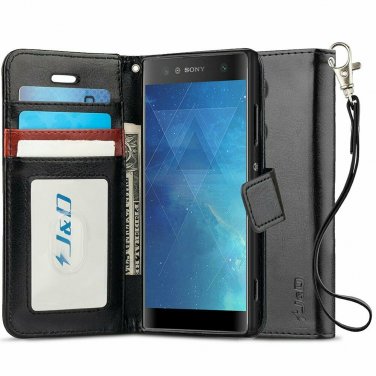 For Xperia XA2 Ultra Case Wallet Stand Slim Fit Heavy Duty Flip Cover Black