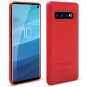 For Samsung Galaxy S10 Case Wallet Genuine Leather Wrist Strap Folio Flip Red