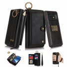 For Galaxy S10 Wallet Case Handmade Leather Magnetic Detachable Cowhide Black