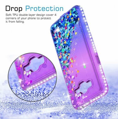 Fo Galaxy Grand Prime Case Tempered Glass Screen Protector Girls Purple/Blue