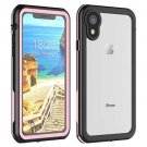For Apple iPhone XR Case with Built-in Screen Protector Clear Waterproof Pink