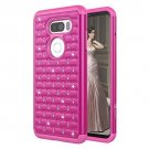 For LG V30 Case Bling Studded Rhinestone Crystal Hybrid Armor Cover Hot Pink