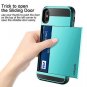 For iPhone Xs Max Case Wallet Card Holder Sliding Cover Credit Card Slot Blue