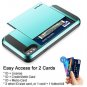 For iPhone Xs Max Case Wallet Card Holder Sliding Cover Credit Card Slot Blue