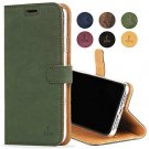 For Apple iPhone XR Case Luxury Genuine Leather Wallet and Card Slots Dark Green