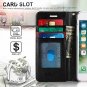 For iPhone 7/8 Plus Case Luxury PU Leather Wallet Kickstand Card Slots Black