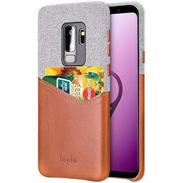 For Samsung Galaxy S9 Plus Case Sea Island Cotton Fabric Slim Hard Light Brown