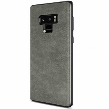 For Samsung Galaxy Note 9 Case Slim PU Leather Vintage Shockproof Gray