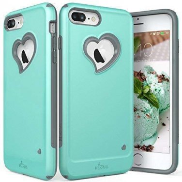 For iPhone 7/8 Plus case Shock Absorbent Protective Sot Teal Gray