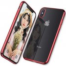 For iPhone X/Xs Case Clear Stylish Flexible Metal Luster Edge 5.8 Inch-Red