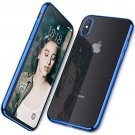 For iPhone X/Xs Case Clear Stylish Flexible Metal Luster Edge 5.8 Inch-Blue
