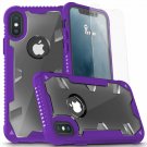For iPhone X Case Military Grade Drop Proton Tested with Tempered Glass Purple