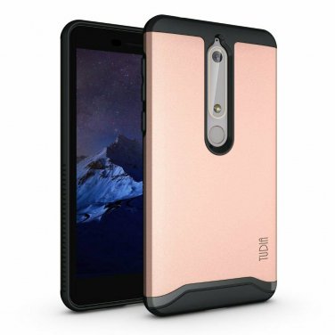 For Nokia 6.1 Case with Heavy Duty Extreme Protection Rugged Slim Rose Gold