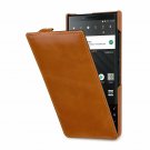 For BlackBerry Key2 Case. Slim Vertical Leather Ultra slim flip Cover Cognac